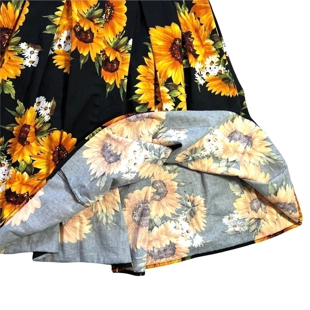 Vintage Handmade Artisan Sunflower Floral Knee Length Lightweight Skirt Large - Picture 10 of 16